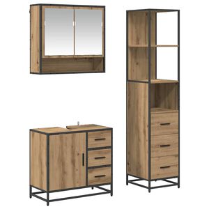 vidaXL Set di mobili per il bagno 3 pz Rovere artigianale