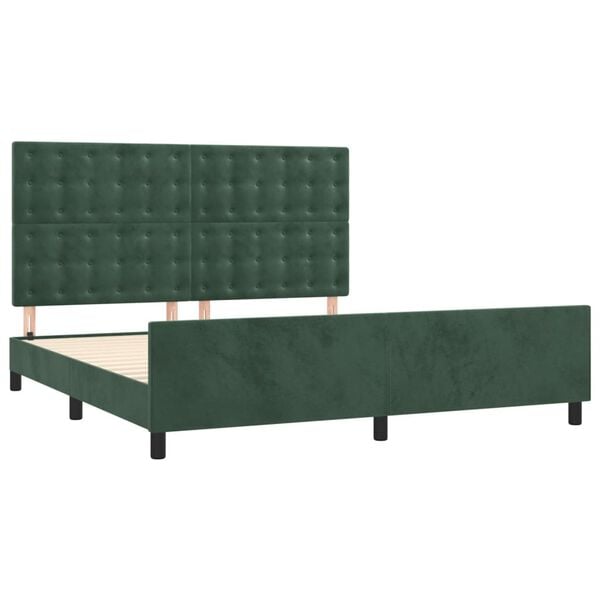 vidaXL Giroletto senza Materasso Verde Scuro 160x200 cm in Velluto
