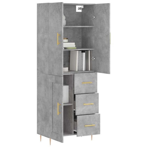vidaXL Credenza Grigio Cemento 69,5x34x180 cm in Legno Multistrato