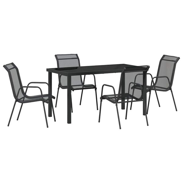 vidaXL Set da Pranzo per Giardino 5 pcs Nero