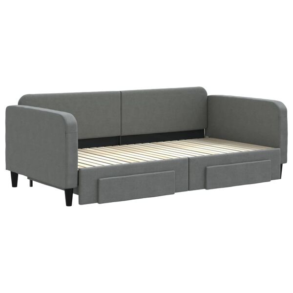 vidaXL Divano Letto Estraibile Cassetti Grigio Scuro 100x200cm Tessuto
