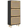 vidaXL Scarpiera Nero 52x25x115cm Legno Multistrato e Rattan Naturale