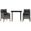 vidaXL Set da Pranzo da Giardino 3 pz con Cuscini in Polyrattan Grigio