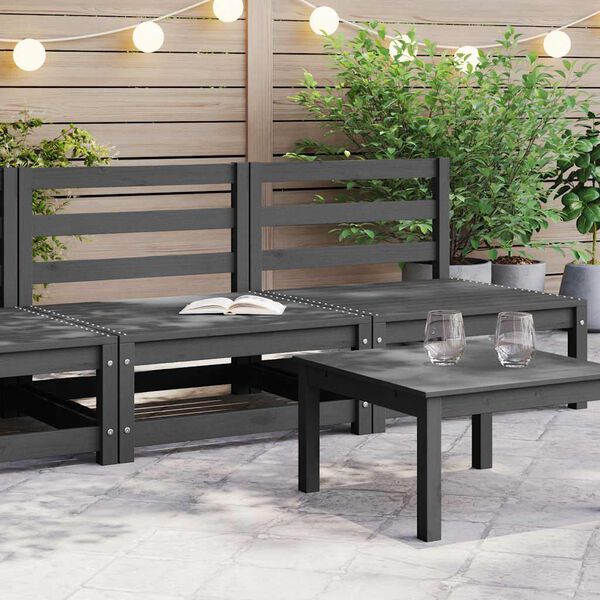 vidaXL Divani Centrali da Giardino 2 pz Grigio in Massello di Pino