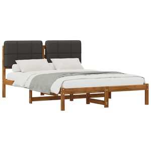 vidaXL Letto con Testiera Rivestita Naturale e Grigio Scuro
