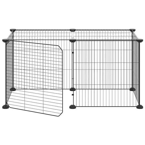 vidaXL Gabbia per Animali 8 Pannelli con Porta Nero 35x35 cm Acciaio
