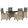 vidaXL Set da Pranzo per Giardino con cuscino 5 pcs Beige polyrattan