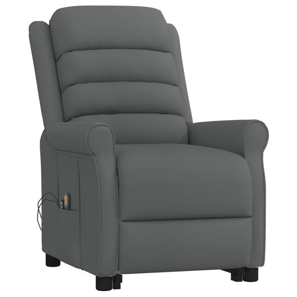 vidaXL Poltrona Alzapersona Massaggiante Grigia in Similpelle