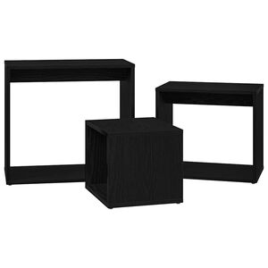 vidaXL Tavolo Nesting 3 pz Rovere Nero 55 x 30 x 50 cm