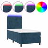 vidaXL Letto a Molle con Materasso e LED Blu Scuro 90x190cm in Velluto