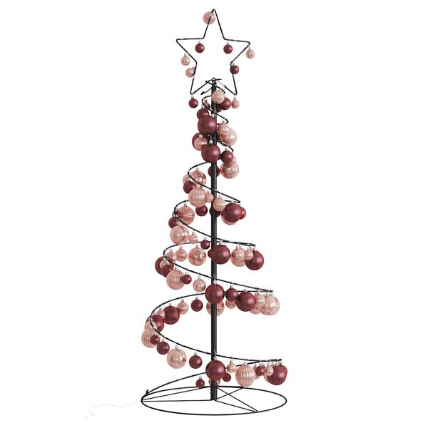 vidaXL Albero di Natale a LED con Palline 80 LED Bianco Caldo 120 cm