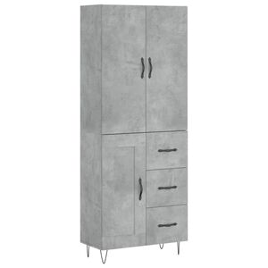 vidaXL Credenza Grigio Cemento 69,5x34x180 cm in Legno Multistrato