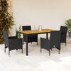 vidaXL Set Pranzo da Giardino 5 pz con Cuscini Nero Polyrattan Acacia