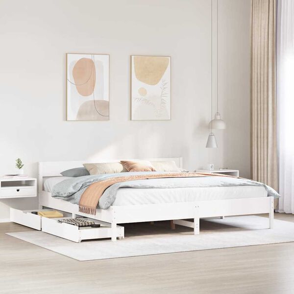 vidaXL Letto senza Materasso Bianco 180x200 cm Legno Massello di Pino