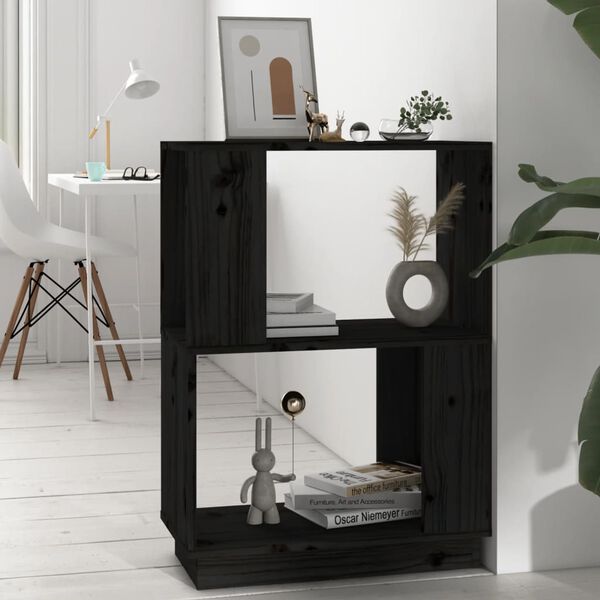 vidaXL Libreria/Divisorio Nero 51x25x70 cm in Legno Massello di Pino