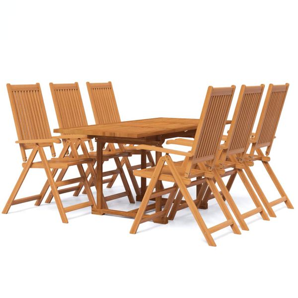 vidaXL Set Mobili da Pranzo per Giardino 7 pz Legno Massello di Acacia 120-170 cm