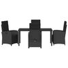 vidaXL Set da Pranzo per Giardino con cuscino 5 pcs Nero polyrattan
