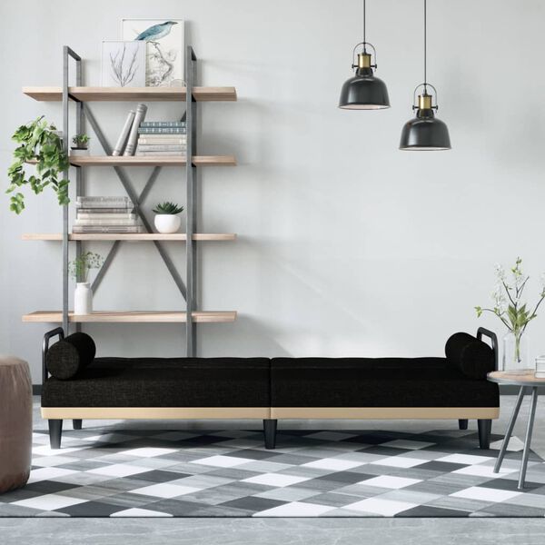 vidaXL Divano Letto con Braccioli Nero in Tessuto