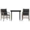 vidaXL Set da Bistr&ograve; 3 pz con Cuscini Grigio Chiaro in Polyrattan