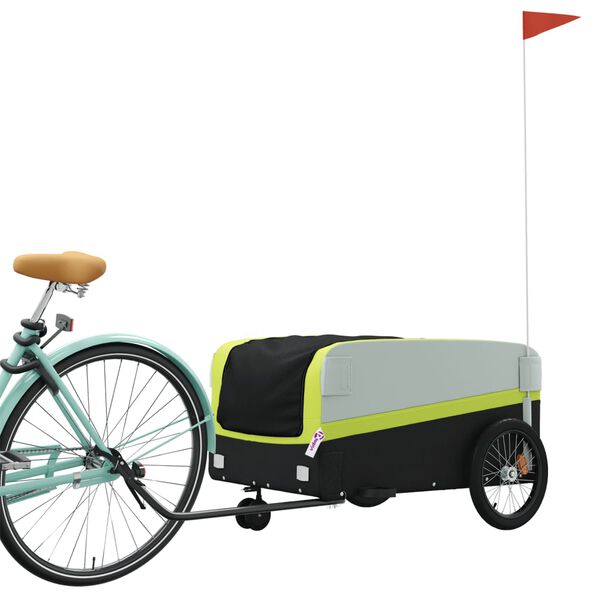 vidaXL Rimorchio da Bici Nero e Verde 45 kg in Ferro