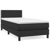 vidaXL Giroletto a Molle con Materasso Nero 90x200 cm in Similpelle