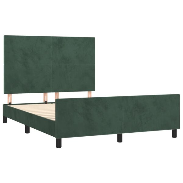 vidaXL Giroletto senza Materasso Verde Scuro 140x190 cm in Velluto