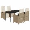 vidaXL Set da Pranzo da Giardino 5 pz con Cuscini Beige in Polyrattan
