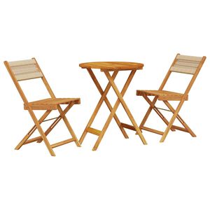 vidaXL Set da Bistrot 3pz Beige in Polipropilene e Legno Massello