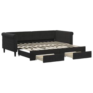 vidaXL Divano Letto Estraibile con Cassetti Nero 90x200 cm in Velluto