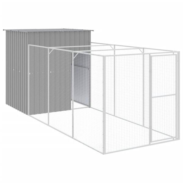 vidaXL Casetta Cani Corsa Grigio Chiaro 165x455x181 cm Acciaio Zincato