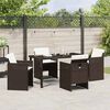 vidaXL Set da Pranzo per Giardino con cuscino 5 pcs Marrone polyrattan