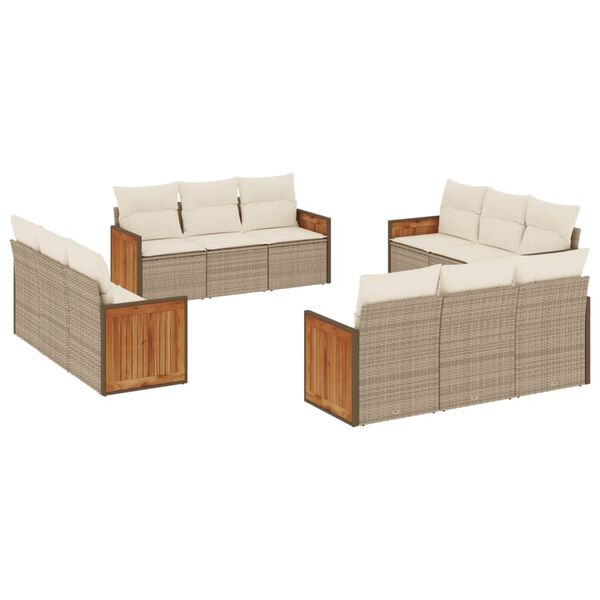 vidaXL Set Divani da Giardino 12 pz con Cuscini Beige in Polyrattan