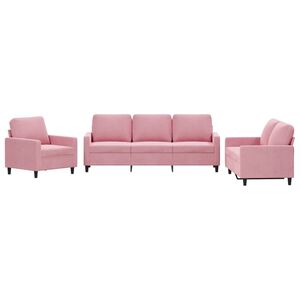 vidaXL Set di Divani 3 pz con Cuscini rosa in Velluto