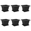 vidaXL Vasi per Piante 6 pcs Nero 38 x 38 x 30 cm Plastica