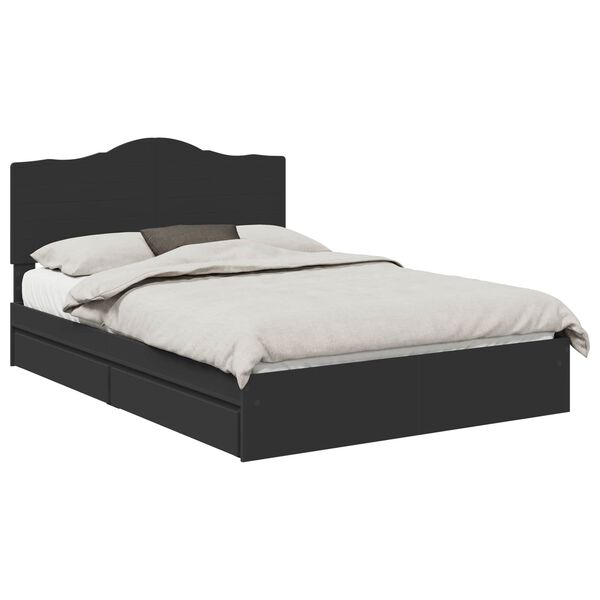 vidaXL Letto con Contenitore Nero 150 x 200 cm Legno multistrato