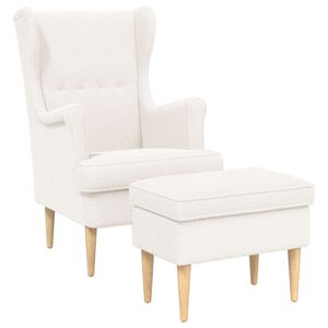 vidaXL Poltrona con Ottomano 2 pz Crema Boucl&eacute;