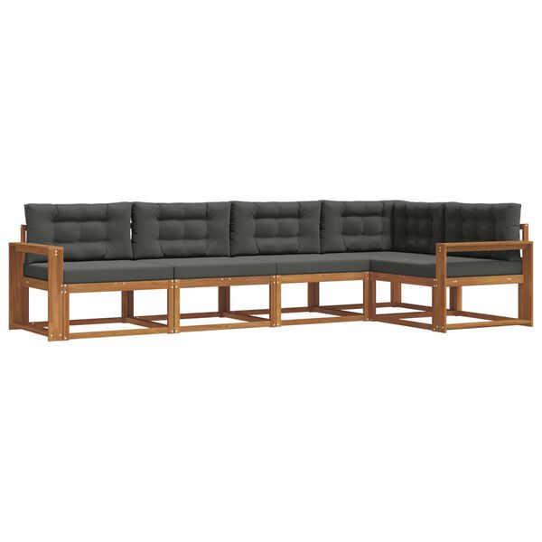 vidaXL Set di divani da esterno con cuscino 5 pcs Naturale e Antracite