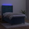 vidaXL Letto a Molle con Materasso e LED Blu Scuro 90x200cm in Velluto