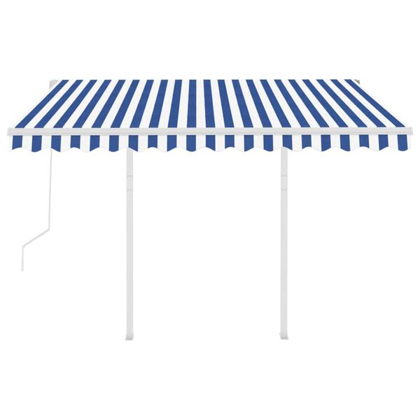 vidaXL Tenda da Sole Retrattile Automatica Pali 3,5x2,5 m Blu e Bianca
