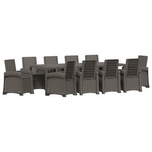 vidaXL Set da Pranzo per Giardino 11 pz Grigio chiaro e Antracite PP