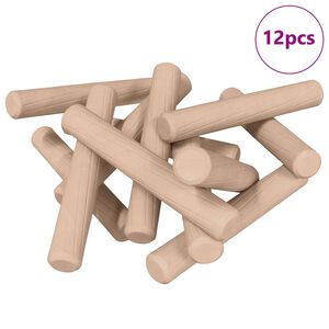 vidaXL Dowel in legno 12 pcs Marrone &Oslash;6 x 40 mm Legno massello