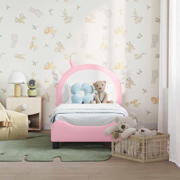 vidaXL Struttura letto per bambini con testata Rosa 70 x 140 cm PU