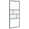 vidaXL Parete Doccia Walk-in Nero 90 x 195 x 0,5 cm Vetro e Alluminio