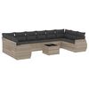 vidaXL Set Divani da Giardino 11 pz con Cuscini in Polyrattan Grigio