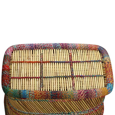 vidaXL Tavolino da Caffè in Bambù con Dettagli Chindi Multicolore