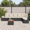 vidaXL Set Divano da Giardino con cuscino 7 pcs Nero polyrattan