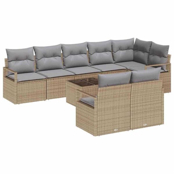 vidaXL Set Divano da Giardino 9 pcs Beige e Grigio Chiaro polyrattan