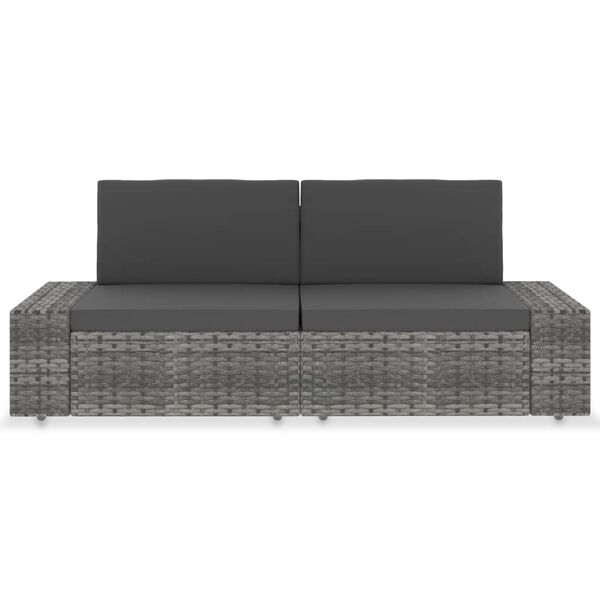 vidaXL Divano Modulare a 2 Posti in Polyrattan Grigio