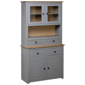 vidaXL Credenza Grigia 93x40,5x180 cm in Legno Massello di Pino Panama