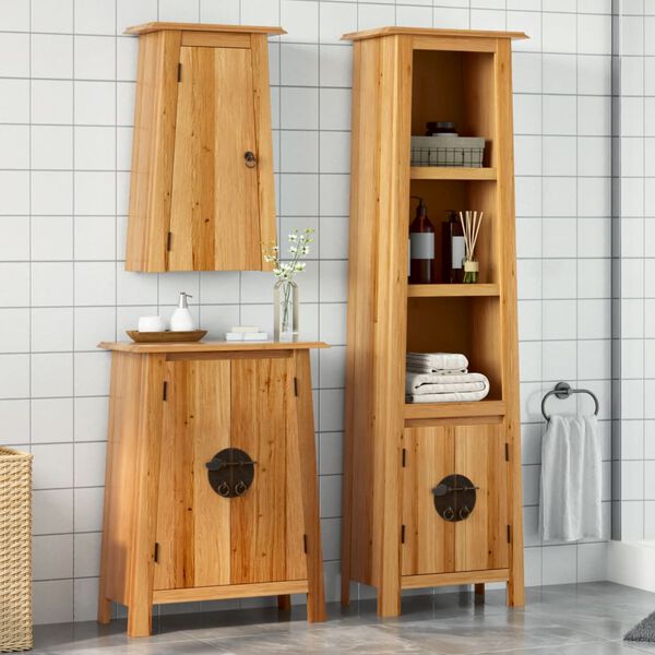 vidaXL Set Mobili da Bagno 3 pz in Legno Massello di Pino